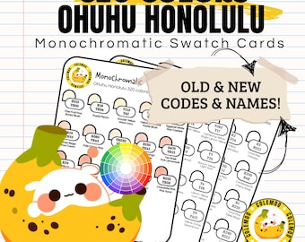 Ohuhu Honolulu 320 Colors (Old/New Codes), Swatch Chart, Monochromatic Organizer (Printable PDF)