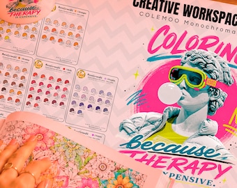 Creative Workspace Desk Mat for Colorists | 320 Monochromatic Color (New Codes) | Artist Desk Mat | Marker Organization | Coloring Gift