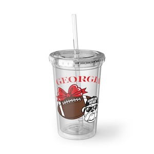 Georgia Bulldogs Game Day Tumbler | Football Cup with Straw | Tailgate Drinkware | Georgia Fan Gift