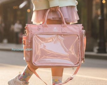 Large Ita Shoulder bag, Custom Ita Bag Backpack, Clear Display Pin Bag, Anime Gift for Girls, Back to School Gift, Daily Messenger Bag