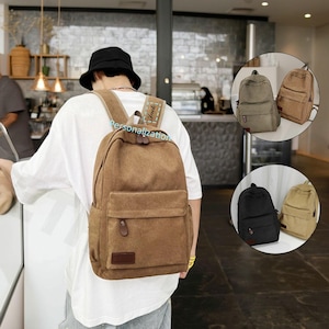 Minimalist Canvas Backpack, Personalized Lightweight School Bag for Teens, Casual Daypack with Side Pockets for Work, Travel & Daily Use