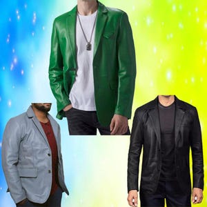 Mens Leather Blazer Two Button Designer Formal Coat Jacket / Business leather coat / Casual leather blazer / Mens leather blazer