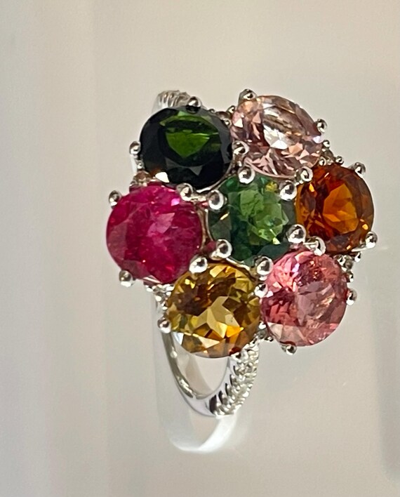 A sterling silver Multi Color Gems ring
