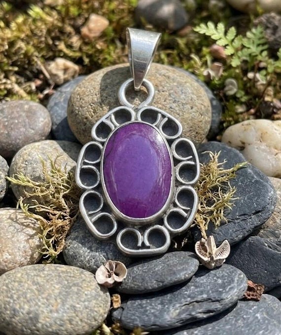 Purple Mojave Turquoise Oval silver pendant