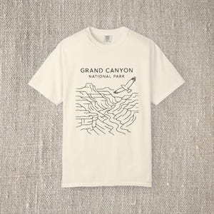 Grand Canyon National Park T-Shirt, Minimalist Monoline Canyon & Eagle Design, Arizona Hiking Adventure Tee