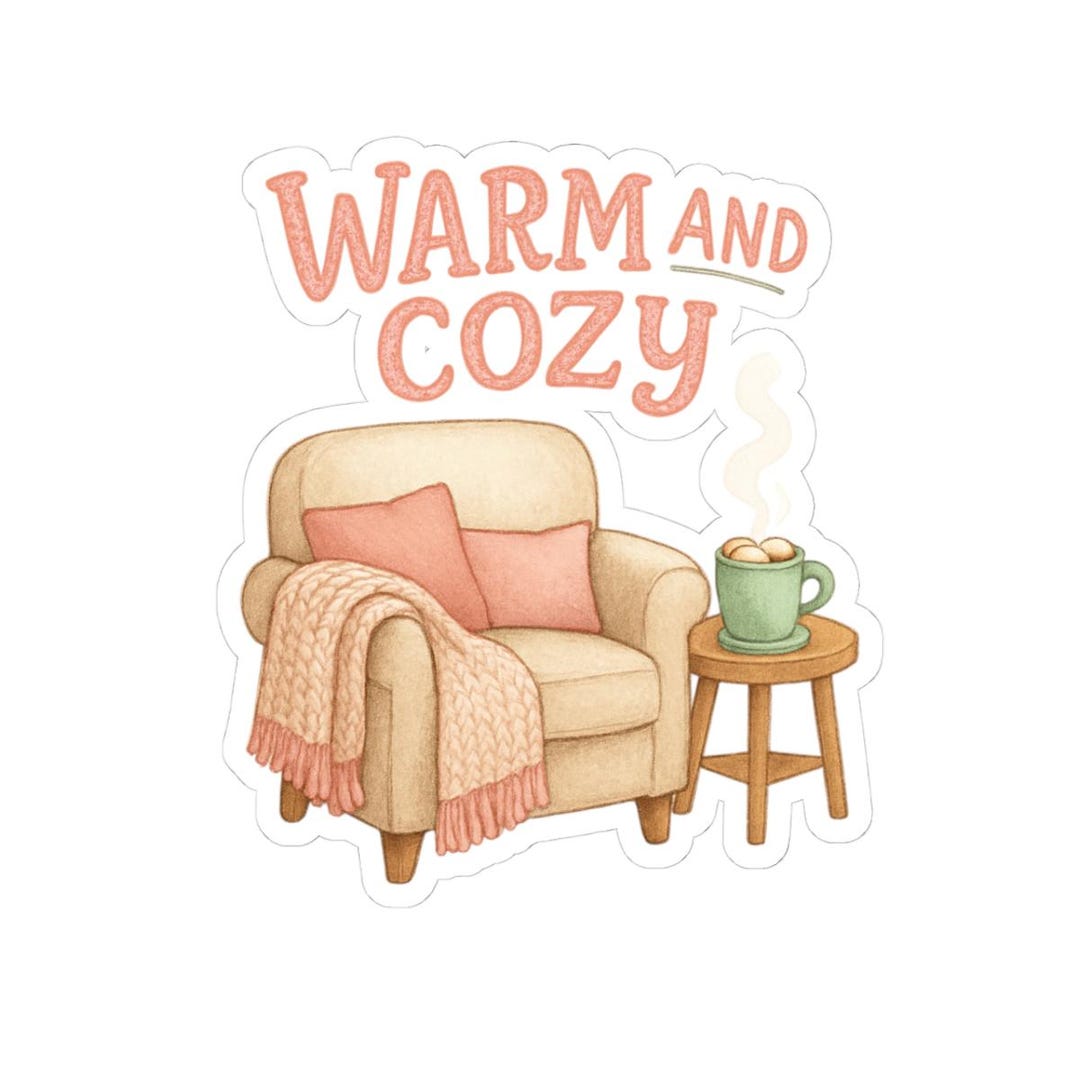 Warm and Cozy Armchair Sticker | Kiss-cut Vinyl Sticker, Laptop Decal ...