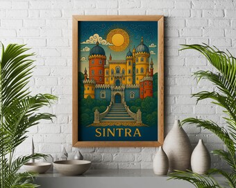 Sintra Poster – Pena Palace Wall Art Print - Portugal Travel Illustration