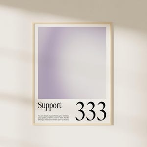 Angel Number 333 Printable Wall Art - Support Spiritual Poster - Positive Energy Decor - Numerology Digital Download - Aesthetic Print
