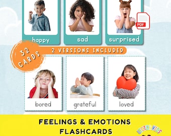 Feelings and Emotions Flashcards: Social Emotional Learning, Speech Therapy (PDF Download)