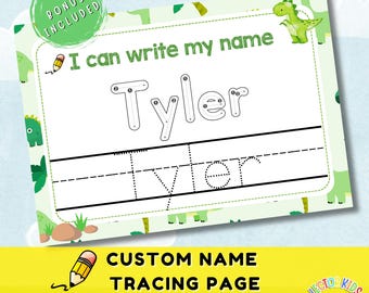 Dinosaur Name Tracing Worksheet: Personalized Handwriting Practice (PDF Download)