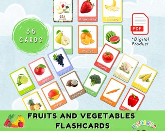Fruits and Vegetables Flashcards: Montessori Learning Cards (Printable PDF)