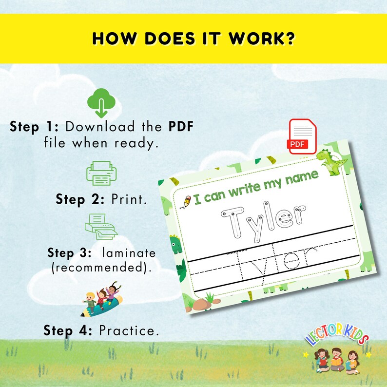 Dinosaur Name Tracing Worksheet: Personalized Handwriting Practice (PDF ...