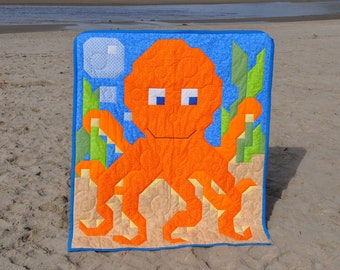 Patrón de edredón de pulpo para bebé: Decoración de habitación con temática marina (PDF)