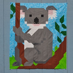 Koala Baby Quilt Pattern with 3 sizes: 36x42 plus 24x28 and 48x56, Easy pieced together pattern, instant download PDF