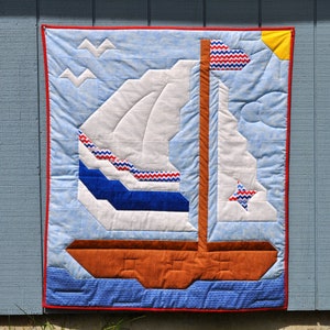 Sailboat Baby Quilt PATTERN with multiple sizes, Ocean Baby Quilt, Sailing Quilt, Baby Boy Quilt Pattern, Digital Download