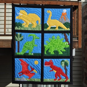 Dinosaurs Twin Size Quilt Pattern From 6 Individual Dinosaurs Each ...