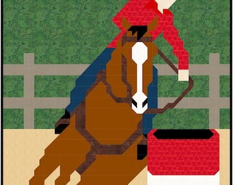 Barrel Racing Quilt Pattern, Rodeo Quilt in Twin 66x84 and Throw 44x56 sizes