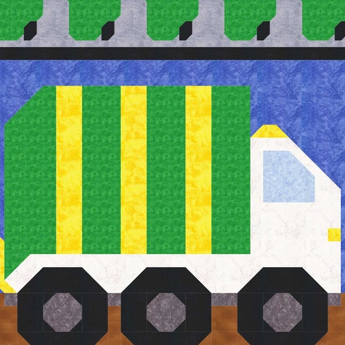 Garbage Truck Twin Quilt Pattern Finished Size 66x86 PDF Etsy