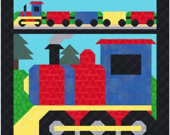 Train Quilt Pattern: Twin Size (66x86), Beginner Friendly (PDF Pattern)