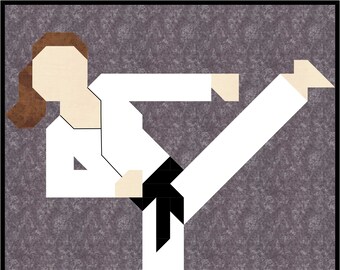 Karate Quilt Pattern: Long Hair Martial Arts Design (PDF Download)