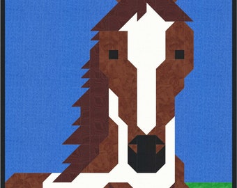 Painted Horse Quilt Pattern, Great Wall Hanging, 3 Sizes 24x28, 36x42, 48x56, Instant Download PDF, variation of Sheri's Horse