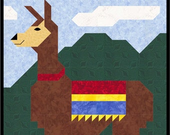 Llama Quilt Pattern, Multiple Sizes: 36x42 Great Baby Quilt, plus 24x28 or 48x56, Easy Pieced Quilt Pattern, Instant Download PDF