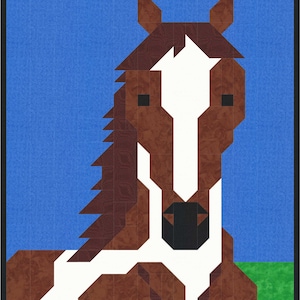 Painted Horse Quilt Pattern, Great Wall Hanging, 3 Sizes 24x28, 36x42, 48x56, Instant Download PDF, variation of Sheri&#39;s Horse