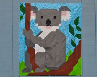 Koala Baby Quilt Pattern with 3 sizes: 36x42 plus 24x28 and 48x56, Easy pieced together pattern, instant download PDF