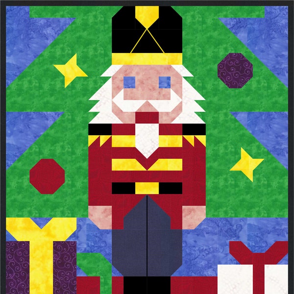 Nutcracker Quilt Pattern with Multiple Sizes: 24x28, 36x42, and 48x56 image Perfect as a Winter Wall hanging, or Cozy Lap Quilt, PDF format