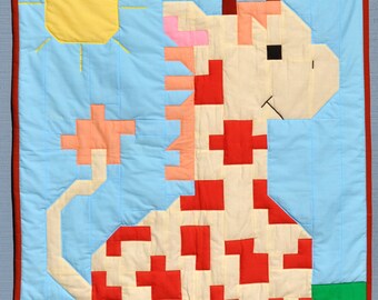 Instant Download animal Giraffe Family Quilt Pattern baby crib quilt PDF cute African modern patchwork gender neutral unisex