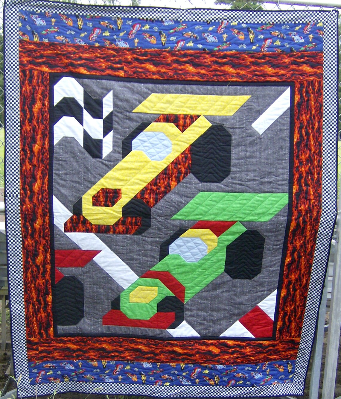 Race Car Quilt Pattern with multiple sizes Wall Crib and Lap Etsy
