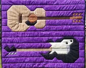 Guitar Quilt Pattern with instructions for 3 sizes, Quilt for Music Lovers of all ages