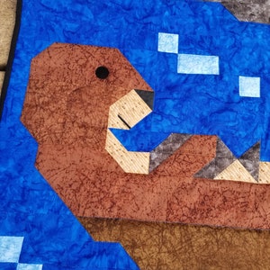 Otter Quilt Pattern in Multiple Sizes 39x45 Baby, Small 26x30, Large