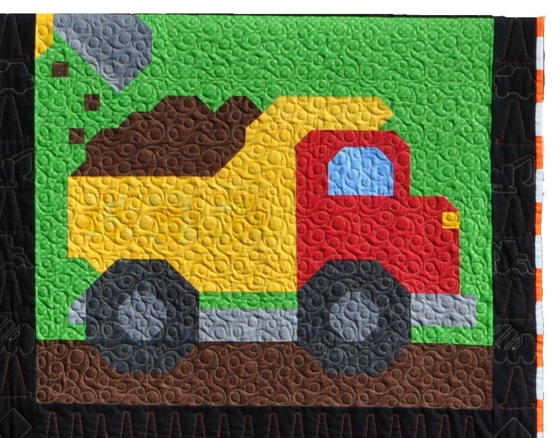 Construction Vehicles Twin Size Quilt Pattern 6 Construction Etsy