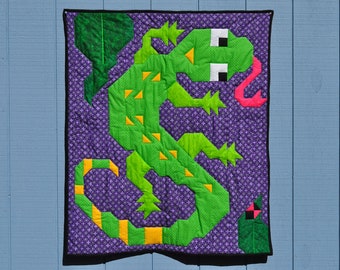 Gecko Quilt Anleitung, Eidechse Baby Quilt Anleitung, in mehreren Größen: 2x28, 36x42 und 48x56, Traditionell zusammengesetzt, Einfache Quilt Anleitung, PDF