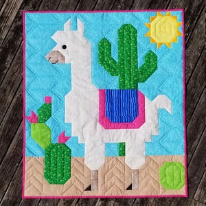 Alpaca Quilt Pattern, Multiple sizes from Baby quilt to Throw, Doubles as a Llama Quilt Pattern, Instant Download - PDF