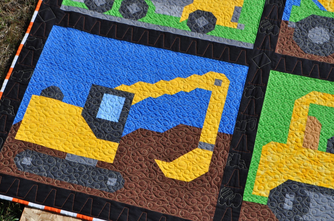 Construction Vehicles Twin Size Quilt Pattern 6 Construction Etsy
