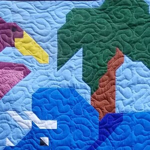 Dinosaur Friends Twin Size Quilt Pattern, 5 Dinosaurs in 1 pieced image, 66x86 twin, PDF download, Dinosaur Quilt Pattern image 4