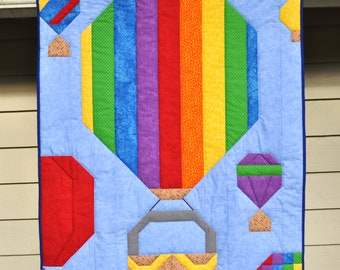 Hot Air Balloon Baby Quilt Pattern with 3 Sizes 36x42 plus 24x28 and 48x56, Pieced pattern, Great for Beginners, Boy or Girl quilt, PDF file