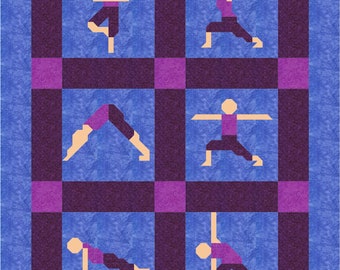Yoga Pose Quilt Pattern: Twin Size (PDF Pattern)