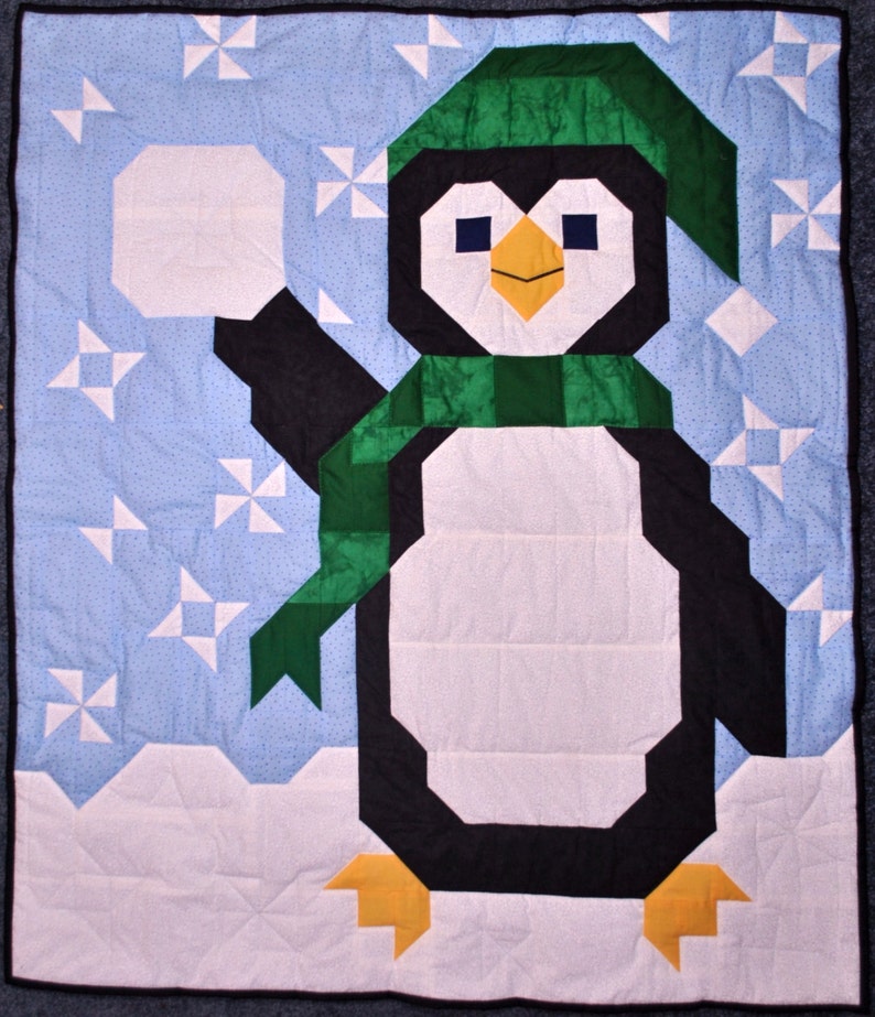 Penguin Baby Quilt Pattern in Multiple Sizes 36x42 24 X28 Etsy