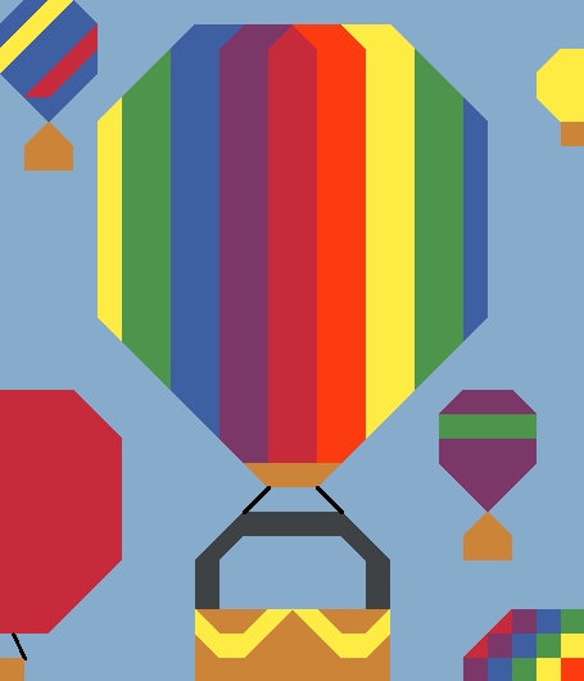 Hot Air Balloon Baby Quilt Pattern With 3 Sizes 36x42 Plus Etsy