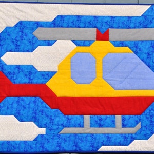 Helicopter Baby Quilt Pattern with Multiple Sizes: 36x42, 24x28 48x56, Toddler / Preschool Helicopter Quilt, Instant Download - PDF