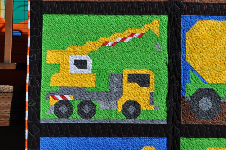 Construction Vehicles Twin Size Quilt Pattern 6 Construction Etsy Canada
