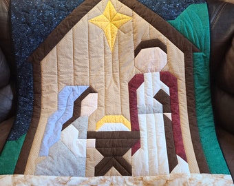 Nativity Quilt Pattern, 3 sizes included, instant download PDF, Perfect Christmas Throw