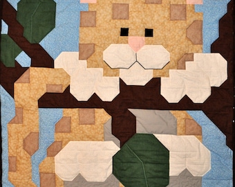 Leopard Baby Quilt Pattern, Wall 29"x33", Crib 44"x50" and Lap 58"x66", Cute Cat in the Tree Quilt, Jungle Quilt for baby, PDF