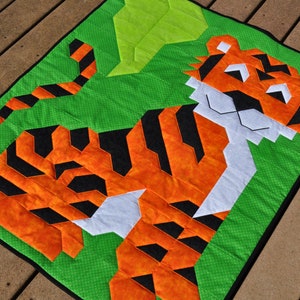 Tiger Baby Quilt Pattern: Pieced Method, 3 Sizes (PDF Download)