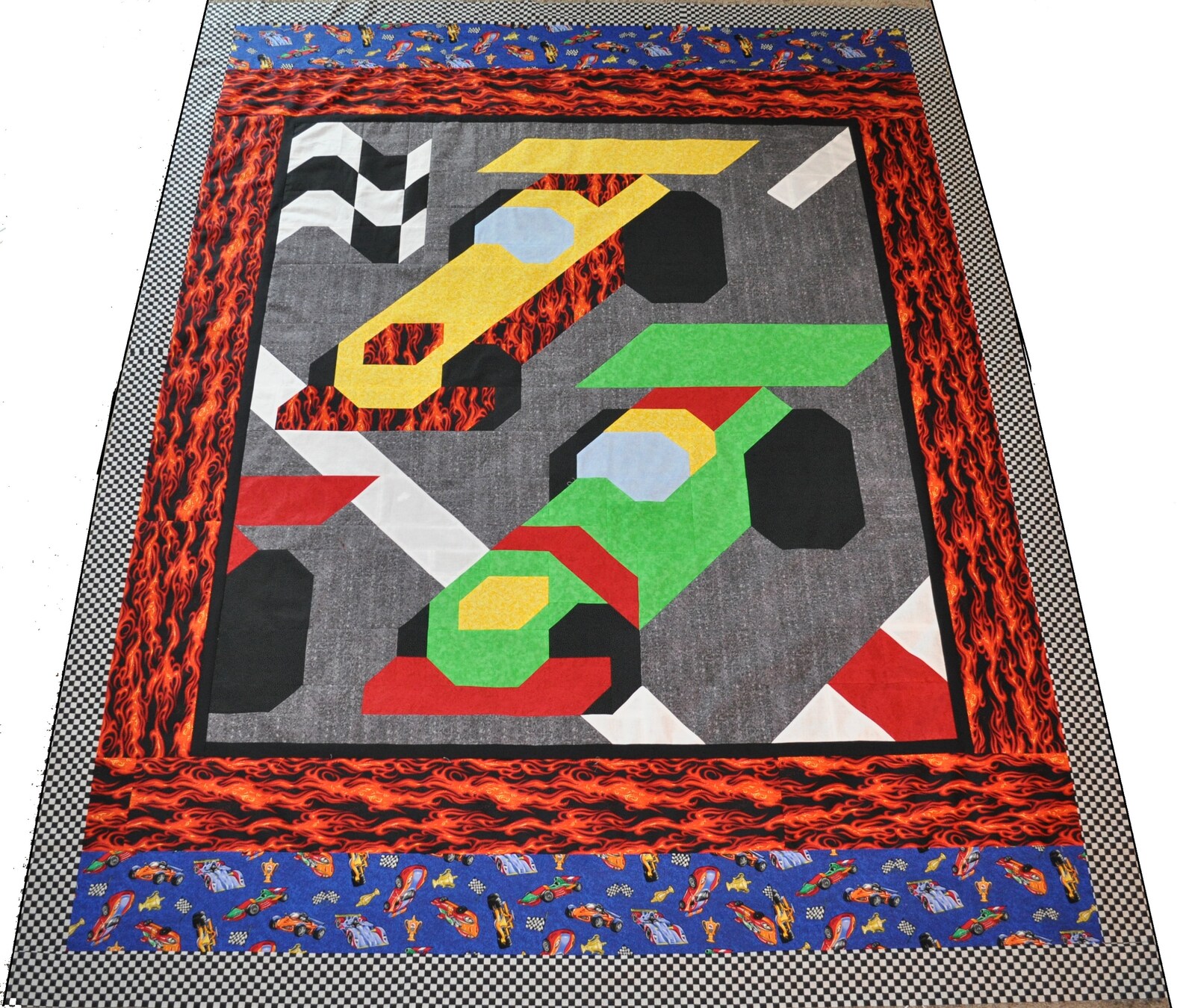 Race Car Quilt Pattern with multiple sizes Wall Crib and Lap Etsy