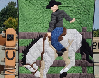 Bronc Rider Quilt Pattern: 2 Sizes (PDF Download)