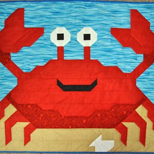 Crab Quilt PATTERN with multiple sizes 36x42 baby quilt pattern, 24x28 and 48x56, pieced not applique, ready for instant download PDF